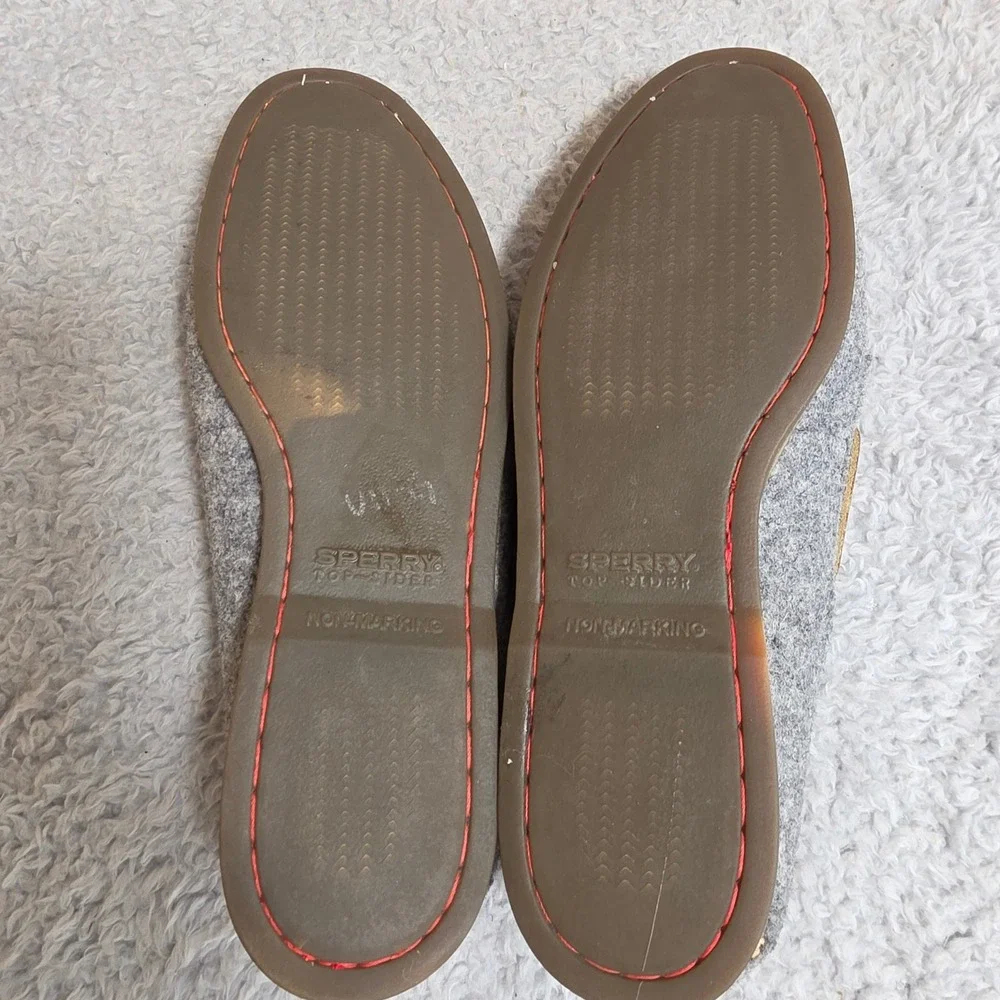 Sperry Top Sider Men Wool Outer & Lined Boat Shoes Gray Red Size‎ 10 M STS10059